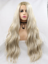 24" Natural Light Blonde Wavy Synthetic Front Lace Wigs-Chloewigs