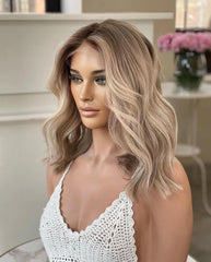 Ombre Brown Blonde Human Lace Front Wigs Pre Plucked Lace Front Wigs