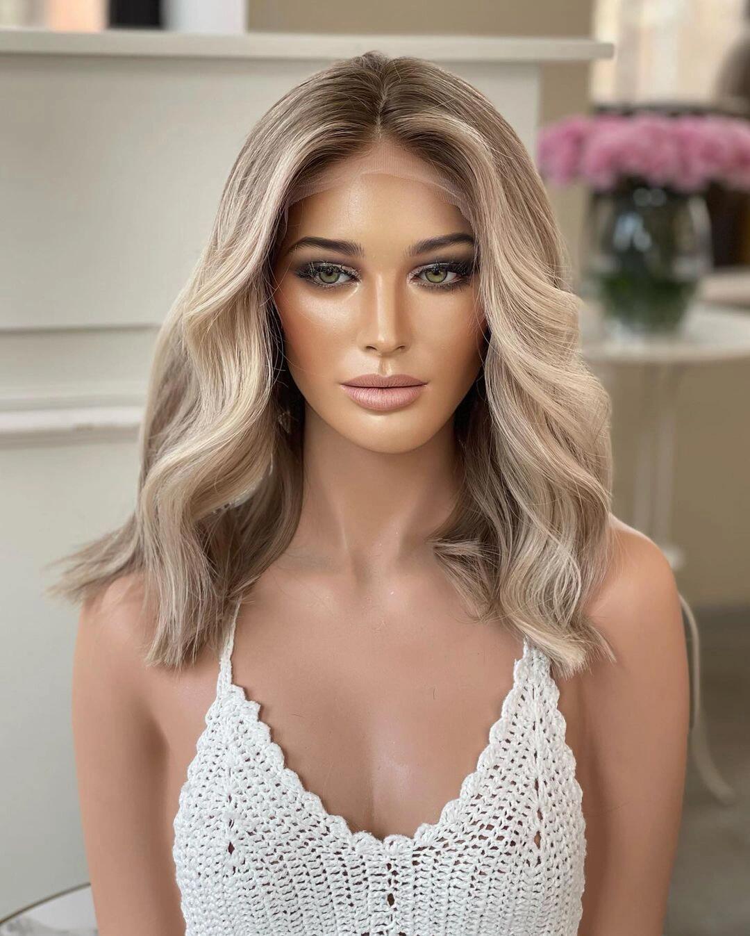 Ombre Brown Blonde Human Lace Front Wigs Pre Plucked Lace Front Wigs