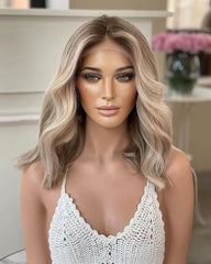 Ombre Brown Blonde Human Lace Front Wigs Pre Plucked Lace Front Wigs