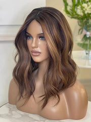 Ombre Brown Human Lace Front Wigs Long Wavy Preplucked 150 Density Human wigs