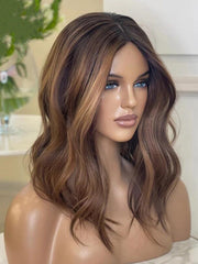 Ombre Brown Human Lace Front Wigs Long Wavy Preplucked 150 Density Human wigs