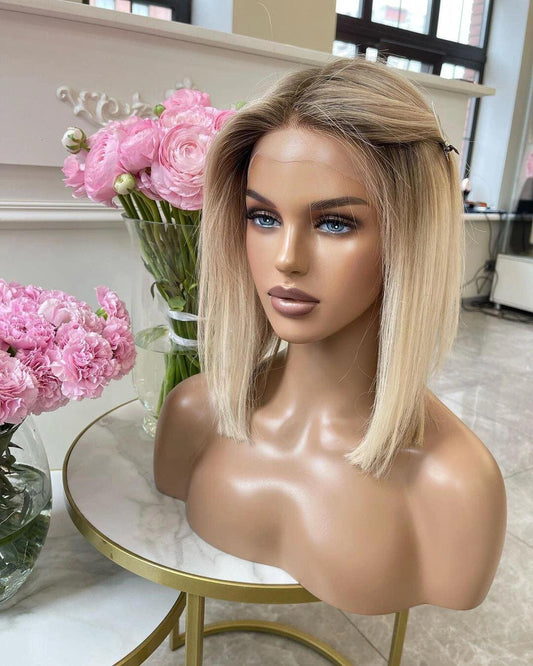 Ombre Blonde Human Lace Front Wigs 150 Density Preplucked Hairline with Baby Hair