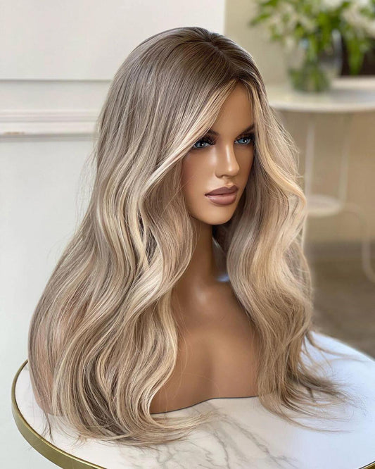 Ombre Blonde Human Lace Front Wigs Long Wavy Preplucked 150 Density Human wigs