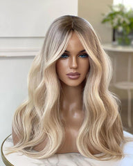 Ombre Blonde Human Lace Front Wigs Long Wavy Preplucked 150 Density Human wigs