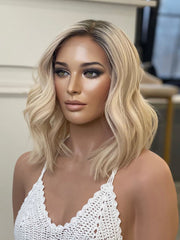 Ombre Blonde Wavy Human Lace Front Wigs Pre Plucked Lace Front Wigs