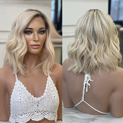 Ombre Blonde Wavy Human Lace Front Wigs Pre Plucked Lace Front Wigs