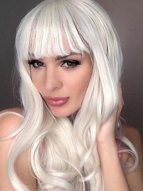 Long Blonde Wavy Synthetic Lace Front Wigs with Bangs-Chloewigs