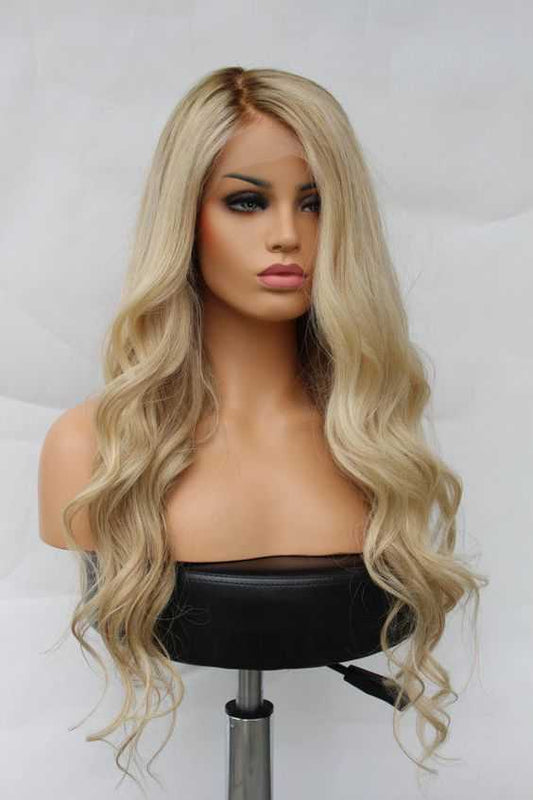 Ombre Blonde Highlight Human Lace Front Wigs Preplucked 100% Human Wigs For Caucasian
