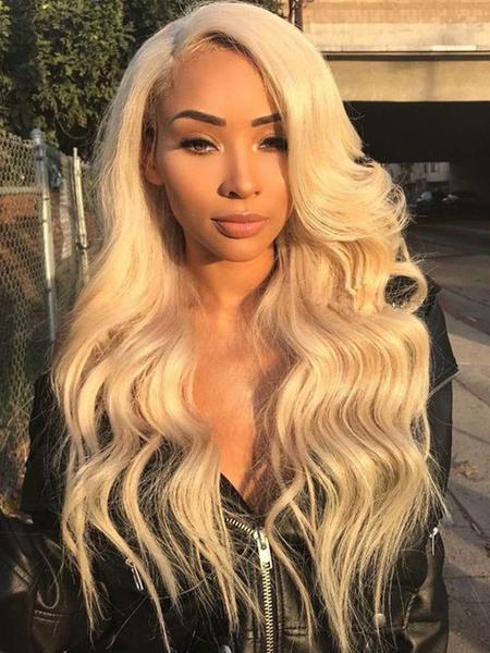 Long Blonde Body Wave Human lace Front Wigs For Women Pre Plucked with Baby Hair