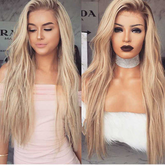 Long Remy Ombre Blonde Human Lace Front Wigs 150 Density 100% Human Wavy Lace Wigs-Chloewigs