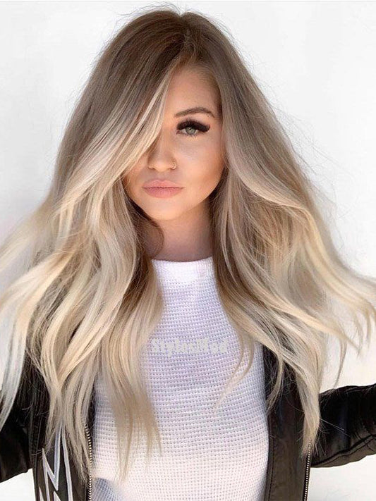 Long Ombre Blonde Human Lace Front Wigs Preplucked 100% Human Lace Wigs