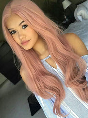 Long Wavy Pink Synthetic Wigs Cosplay Wigs Wavy Wig Best Synthetic Wigs Long Pink Wig