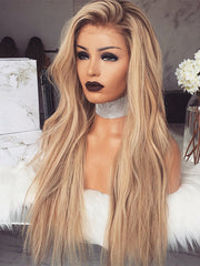 Long Remy Ombre Blonde Human Lace Front Wigs 150 Density 100% Human Wavy Lace Wigs-Chloewigs