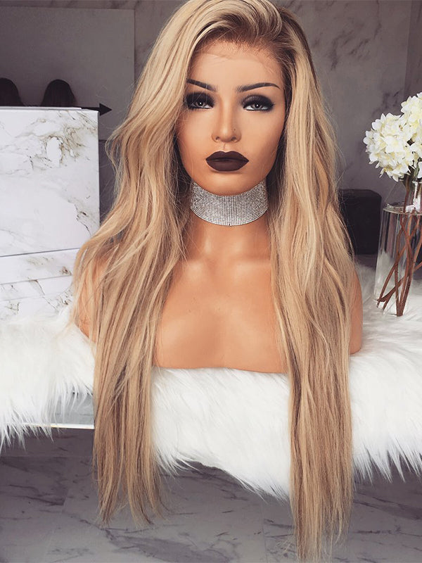 Long Remy Ombre Blonde Human Lace Front Wigs 150 Density 100% Human Wavy Lace Wigs-Chloewigs