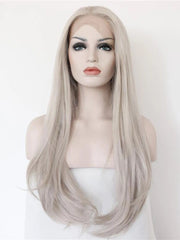 Long Wavy Grey Synthetic Lace Front Wig Gray Lace Front Wigs