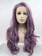 Long Wavy Purple Synthetic Wigs Wavy Lace Front Wigs Long Purple Synthetic Wigs-Chloewigs