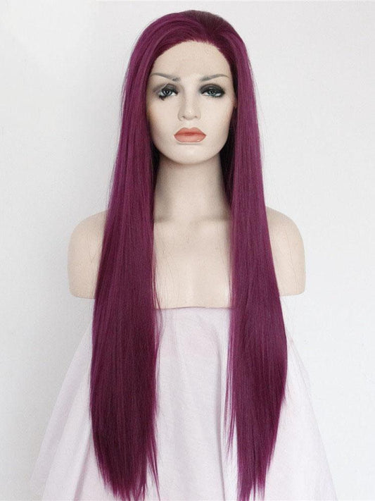 Long Straight Purple Synthetic Lace Front Wigs Purple Cosplay Wig