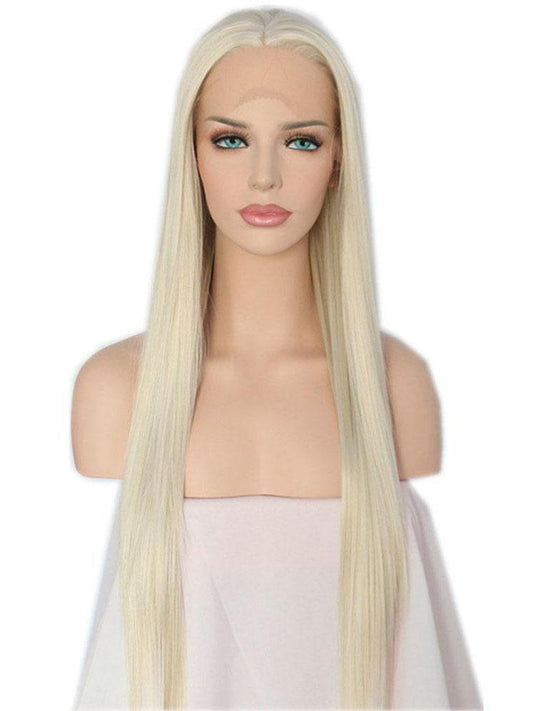 Long Straight Blonde Synthetic Lace Front Wigs Blonde Synthetic Wigs