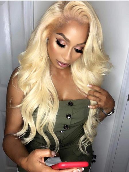 Long Blonde Body Wave Human lace Front Wigs For Women Pre Plucked with Baby Hair