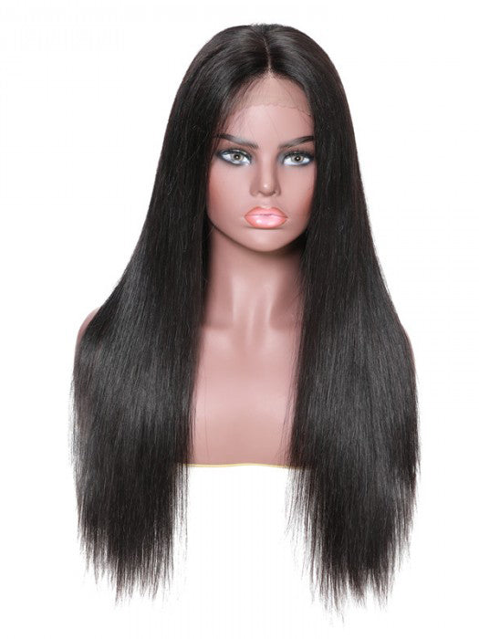 Long Straight Black Human Lace Front Wigs With Baby Hair Virgin Hairline for Black Women