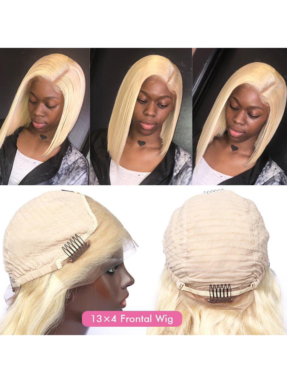 613 Short Bob Human Lace Wigs Bleached Knots Lace Wigs for Women-Chloewigs