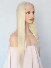 Long Straight Blonde Synthetic Lace Front Wigs Blonde Synthetic Wigs