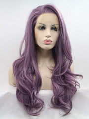 Long Wavy Purple Synthetic Wigs Wavy Lace Front Wigs Long Purple Synthetic Wigs