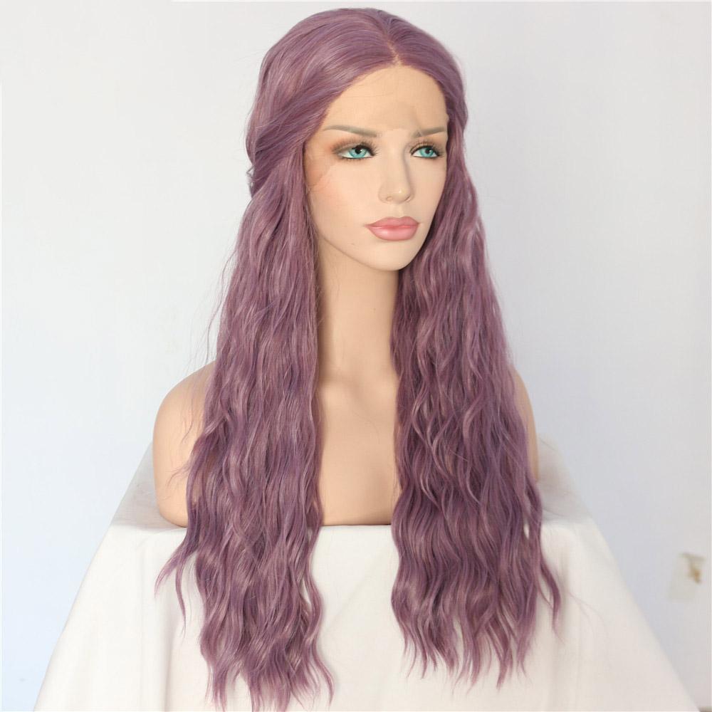 Long Wavy Synthetic Lace Front Wigs Purple Wavy Lace Front Synthetic Wigs-Chloewigs