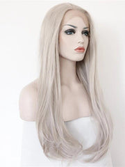 Long Wavy Grey Synthetic Lace Front Wig Gray Lace Front Wigs