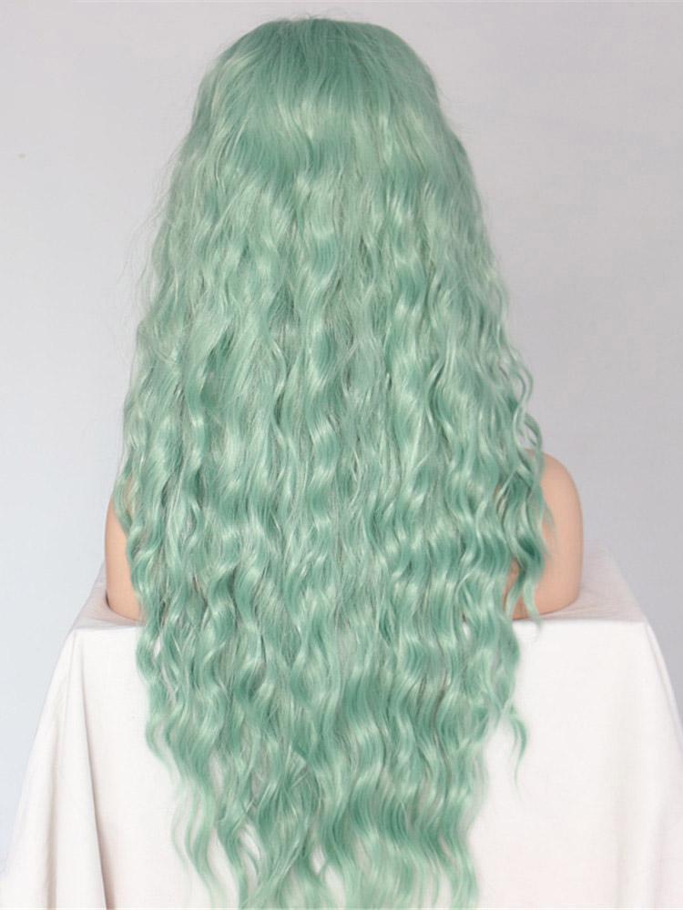 Long Wavy Green Synthetic Lace Front wigs quality green Wigs-Chloewigs