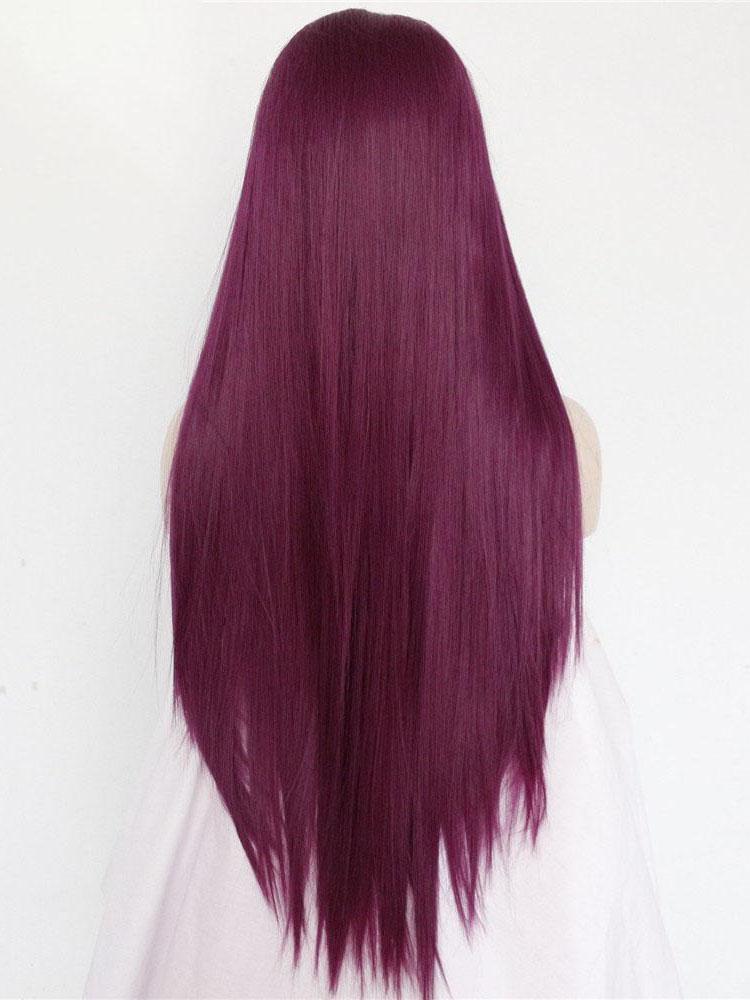 Long Straight Purple Synthetic Lace Front Wigs Purple Cosplay Wig-Chloewigs