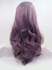 Long Wavy Purple Synthetic Wigs Wavy Lace Front Wigs Long Purple Synthetic Wigs-Chloewigs