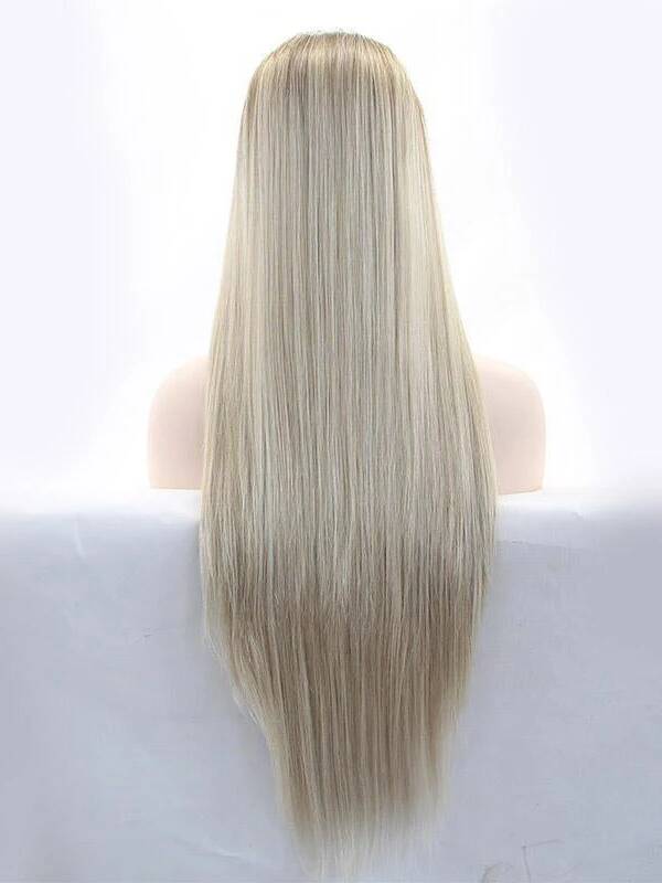 Long Ombre Blonde Synthetic lace front Wigs Straight Ombre Wigs-Chloewigs