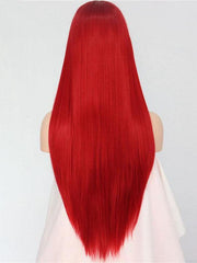 Long Red Synthetic Lace Front Wig Straight Red Synthetic Wigs Red Lace Front Wig-Chloewigs