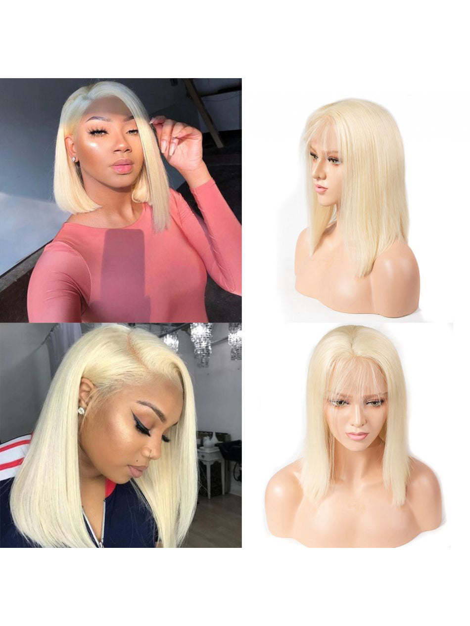 613 Short Bob Human Lace Wigs Bleached Knots Lace Wigs for Women-Chloewigs