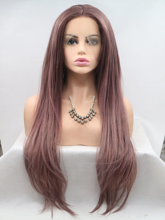Long Straight Ombre Purple Lace Front Wigs Long Ombre synthetic Wigs
