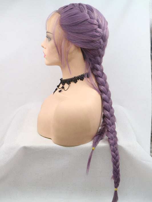 Long Purple Braided Synthetic Lace Front Wig Front Wig
