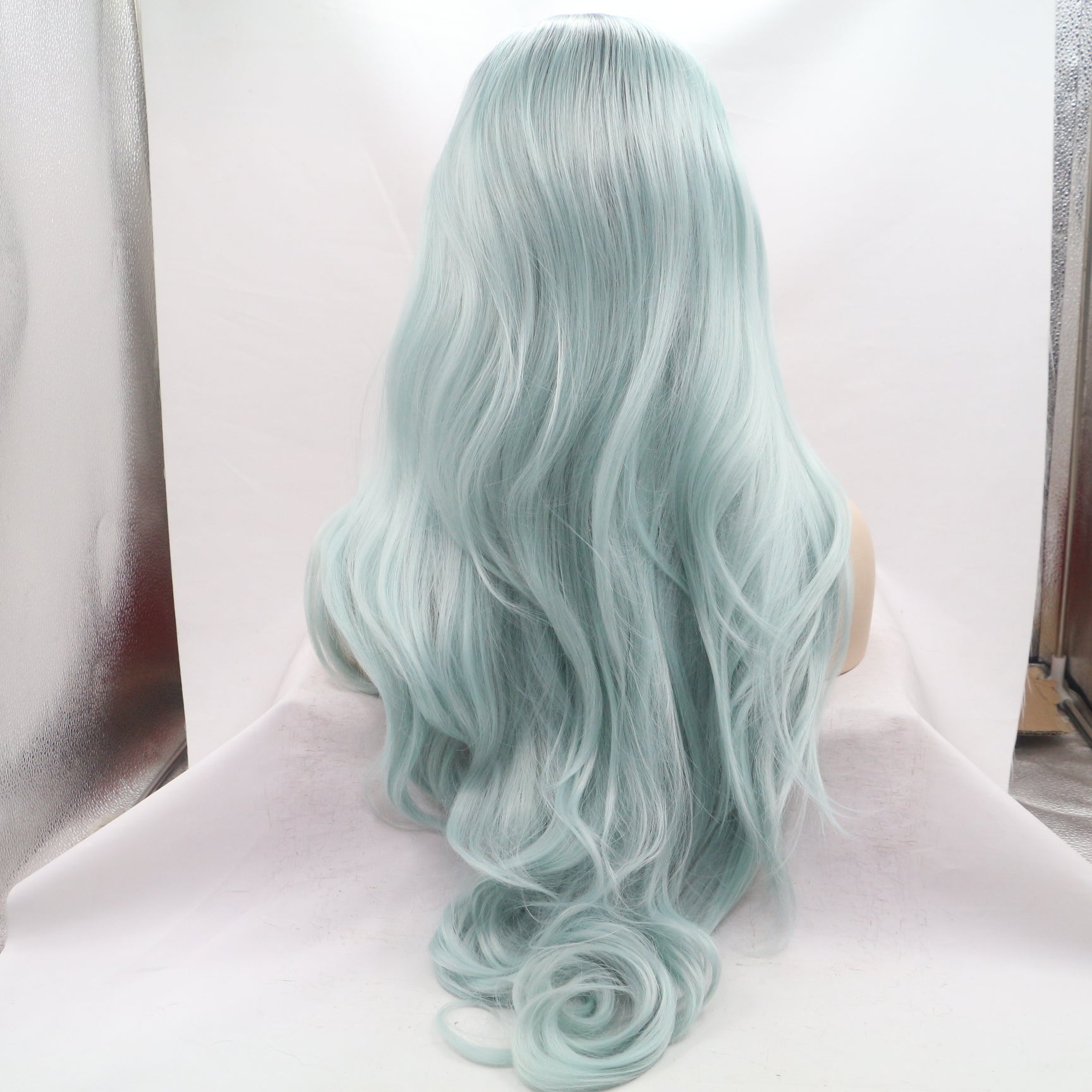 Pastel Green Ombre Wavy Synthetic Wigs-Chloewigs