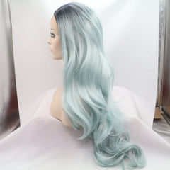 Pastel Green Ombre Wavy Synthetic Wigs-Chloewigs