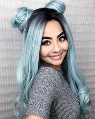 Pastel Green Ombre Wavy Synthetic Wigs-Chloewigs