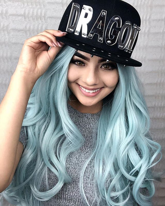 Pastel Green Ombre Wavy Synthetic Wigs