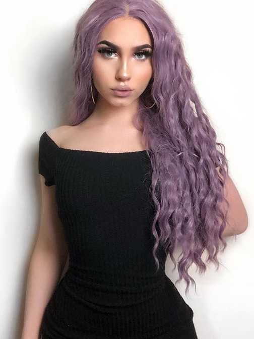 Long Wavy Synthetic Lace Front Wigs Purple Wavy Lace Front  Synthetic Wigs
