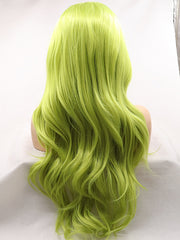 24" Green Long Wavy Synthetic Lace Front Wig Quality Wigs-Chloewigs