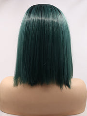 Short Ombre Green Synthetic Lace Front Wigs Cute Short Bob Wigs