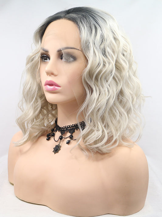 14" Ombre Blonde Curly Synthetic Lace Front Wig