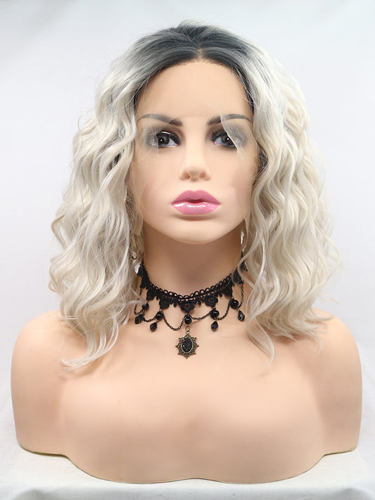 14" Ombre Blonde Curly Synthetic Lace Front Wig