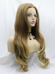 Blonde Wavy Long Synthetic Lace Front Wig-Chloewigs