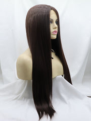 Medium Dark Brown Long Straight Synthetic Wigs-Chloewigs