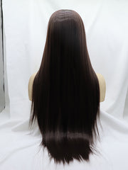 Medium Dark Brown Long Straight Synthetic Wigs-Chloewigs